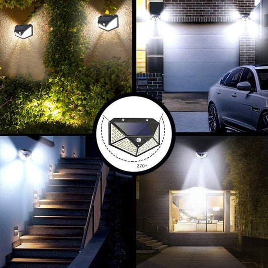 LIGHT UP YOUR OUTDOOR SPACE Solar Motion Sensor Lights 100 LED, IP65 Waterproof, Zero Bills