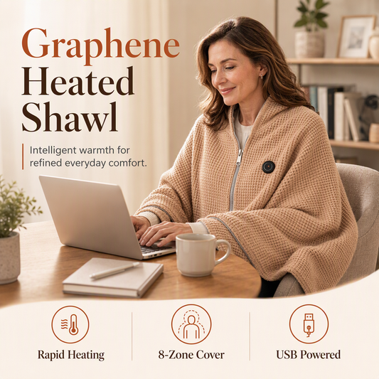 Half-Price and Last Day Portable Electric Heated Blanket Shawl 15s Fast Heat, 3 Temperatures, USB Wearable, Non-Slip, Lightweight,Hands-Free Warmth for Office, Home and Travel