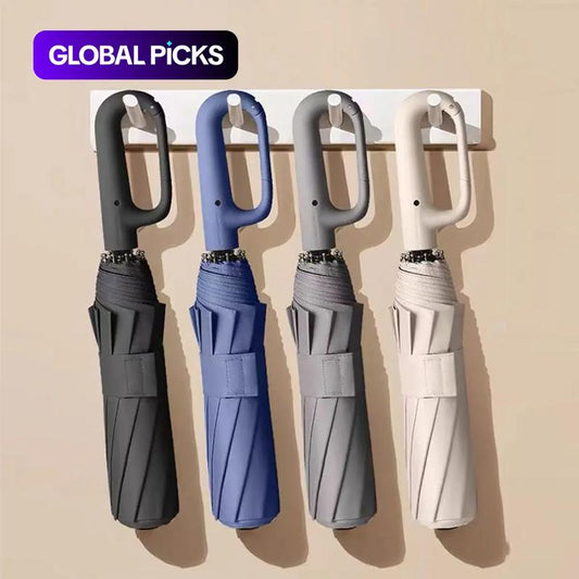 Automatic Folding Umbrella Windproof, Waterproof and Compact with Loop Buckle for Everyday Carry
