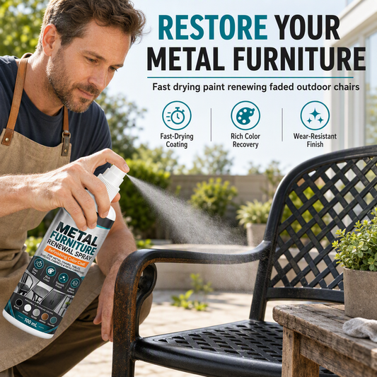 Furniture Color Touch Up Spray Paint Fast Drying Metal Furniture Renewal Spray, Wear-Resistant Refinishing Coating for Outdoor Metal Chairs and Tables